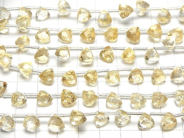 Hochwertiger Citrin AAA- 3D Dreiecksschliff 8x8x8mm halbe oder 1 Strang Perlen (8 Stück)