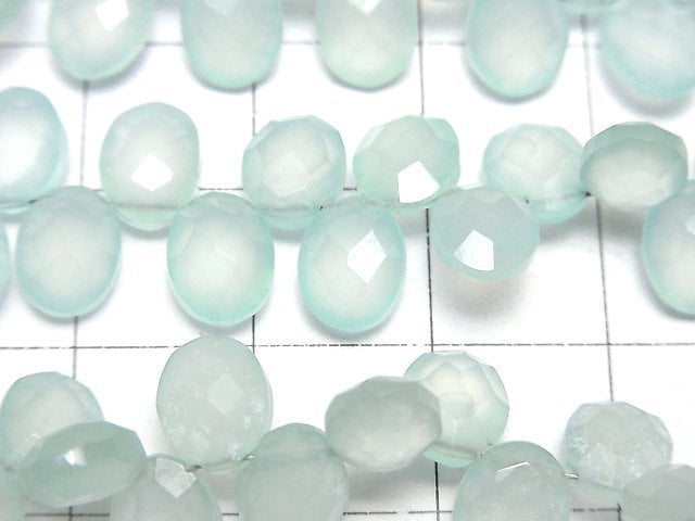 Hochwertiger see-blauer Chalcedon AAA Facettierte Oval 8 x 6 x 4 mm halb oder 1strang Perlen (ca. 7 Zoll / 17 cm)