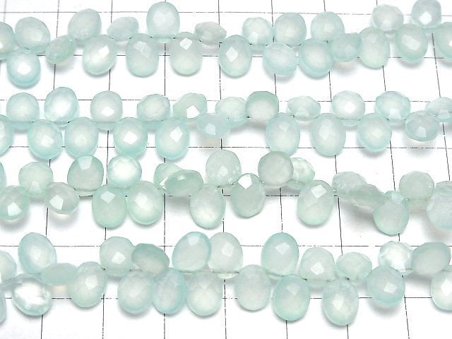 Hochwertiger see-blauer Chalcedon AAA Facettierte Oval 8 x 6 x 4 mm halb oder 1strang Perlen (ca. 7 Zoll / 17 cm)