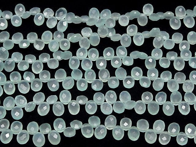 Hochwertiger see-blauer Chalcedon AAA Facettierte Oval 8 x 6 x 4 mm halb oder 1strang Perlen (ca. 7 Zoll / 17 cm)