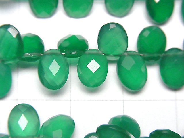 Hochwertiger grüner Onyx AAA facettierter Oval 8x6x4mm halbe oder 1 Strang Perlen (ca. 7 Zoll / 17 cm)