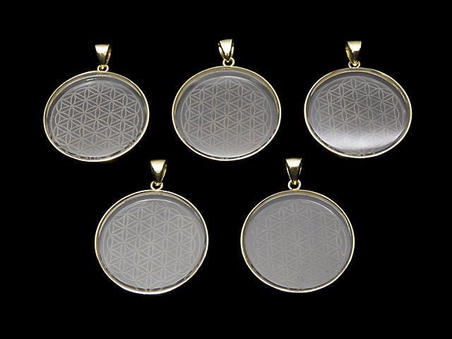 Kristall AAA Lebensblume Design Münzanhänger 32x32mm 18KGP