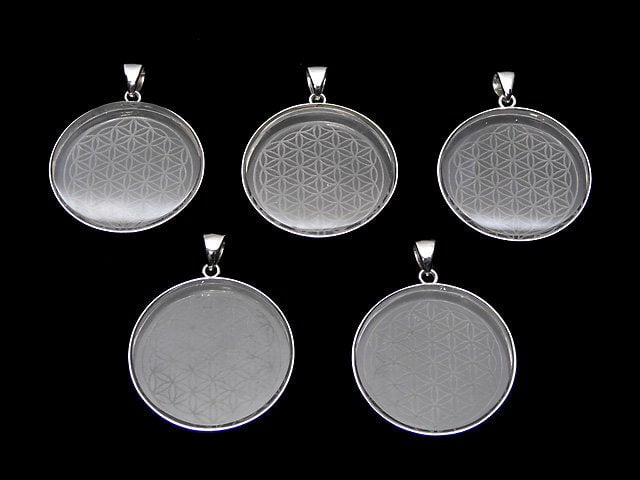 Kristall AAA Lebensblume Design Münzanhänger 32x32mm Silber925