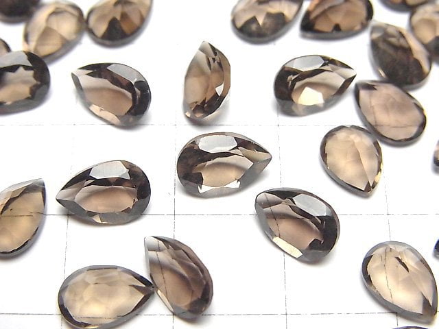 Hochwertiger rauchiger Quarz AAA lose Stein Birnenform facettiert 9x6mm 5 Stück