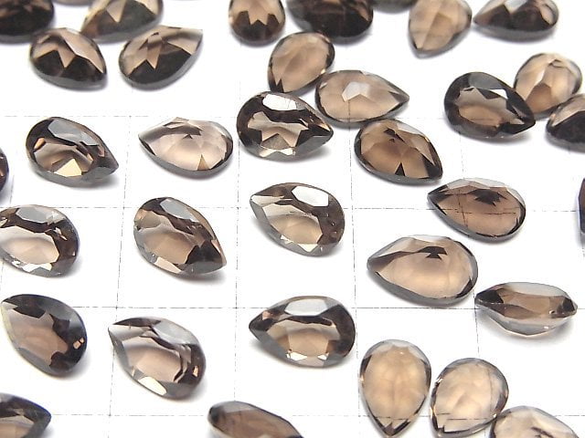 Hochwertiger rauchiger Quarz AAA lose Stein Birnenform facettiert 9x6mm 5 Stück