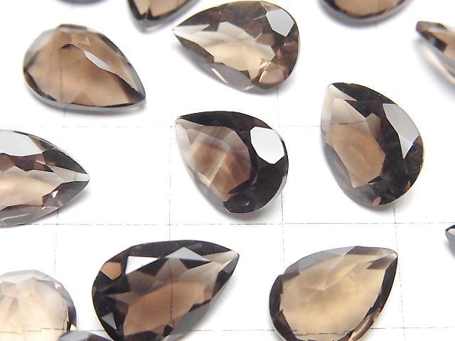 Hochwertiger rauchiger Quarz AAA lose Stein Birnenform facettiert 13x9mm 3 Stück