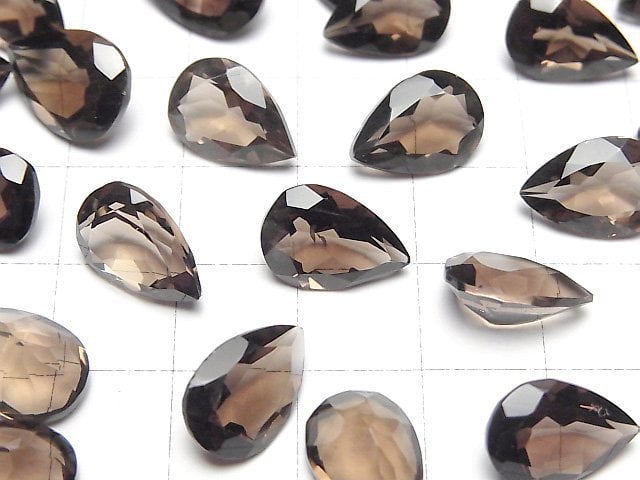 Hochwertiger rauchiger Quarz AAA lose Stein Birnenform facettiert 13x9mm 3 Stück