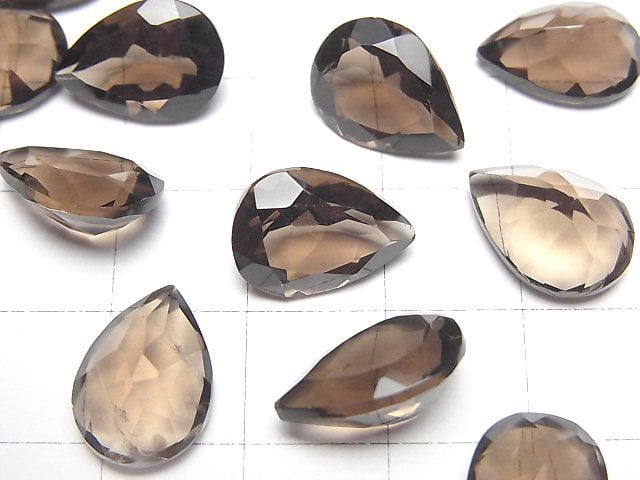 Hochwertiger rauchiger Quarz AAA lose Stein Birnenform facettiert 14x10mm 2 Stück