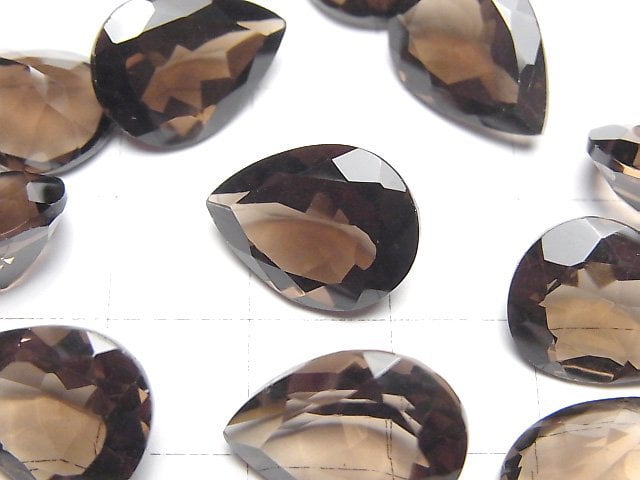 Hochwertiger rauchquarz AAA lose Stein Birnenform facettiert 16x12mm 2 Stück