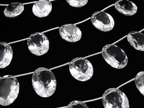 Hochwertiger Kristall AAA oval facettiert 16 x 12 x 7 mm halb oder 1 Strang (10 Stück)