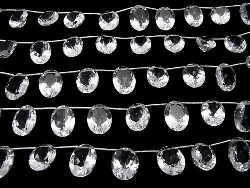 Hochwertiger Kristall AAA oval facettiert 16 x 12 x 7 mm halb oder 1 Strang (10 Stück)