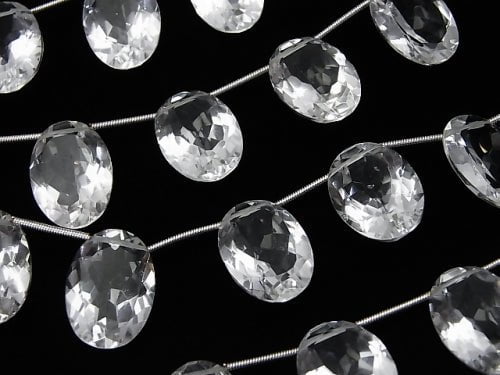 Hochwertiger Kristall AAA oval facettiert 18 x 13 x 7 mm halb oder 1 Strang (10 Stück)