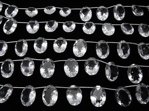 Hochwertiger Kristall AAA oval facettiert 18 x 13 x 7 mm halb oder 1 Strang (10 Stück)
