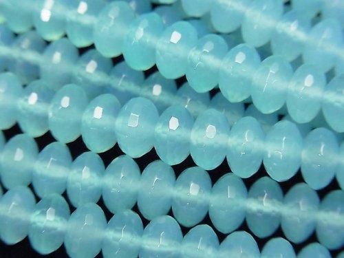 Calcédoine bleue marine AAA facettée, bouton rondelle 8 x 8 x 5 mm, 1/4 ou 1 fil de perles (environ 15 pouces / 38 cm)