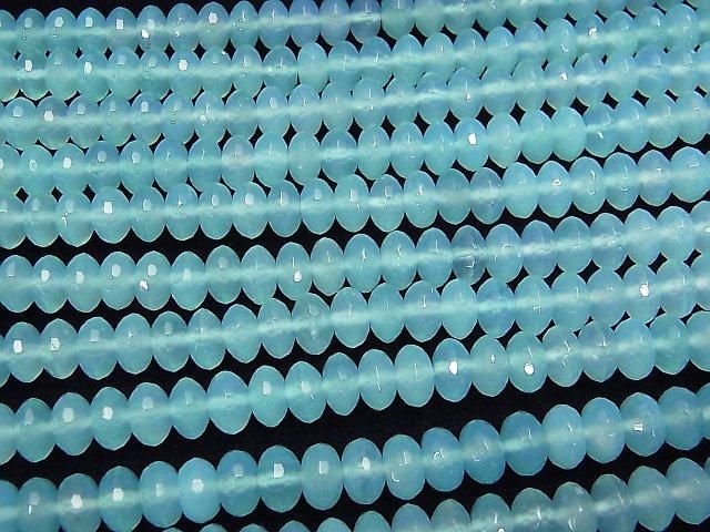 Calcédoine bleue marine AAA facettée, bouton rondelle 8 x 8 x 5 mm, 1/4 ou 1 fil de perles (environ 15 pouces / 38 cm)