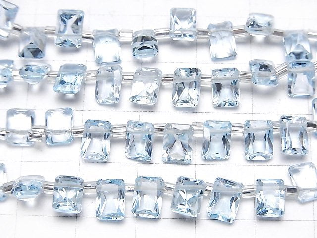 Hochwertiger himmelblauer Topas AAA rechteckig facettiert 7 x 5 mm halbe oder 1 Strang Perlen (28 Stück)