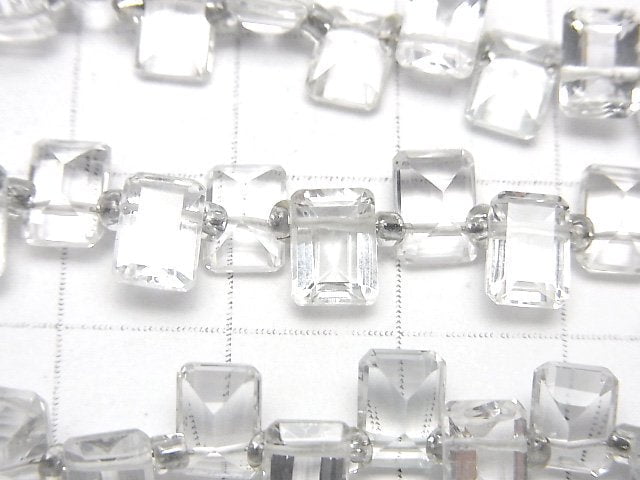 Hochwertiger weißer Topas AAA rechteckig facettiert 7 x 5 x 3 mm halbe oder 1 Strang Perlen (ca. 14 cm)