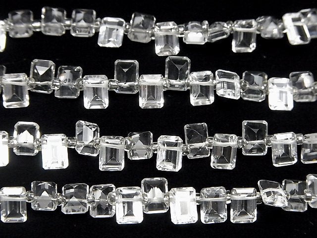 Hochwertiger weißer Topas AAA rechteckig facettiert 7 x 5 x 3 mm halbe oder 1 Strang Perlen (ca. 14 cm)