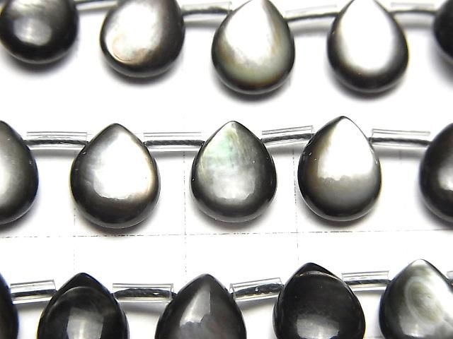 Hochwertige schwarze Muschel (Schwarze Lippen-Auster) AAA Birnenform (glatt) 10 x 8 x 4 mm 1/4 oder 1 Strang Perlen (ca. 38 cm)