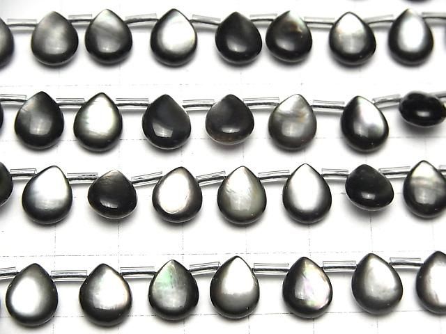 Hochwertige schwarze Muschel (Schwarze Lippen-Auster) AAA Birnenform (glatt) 10 x 8 x 4 mm 1/4 oder 1 Strang Perlen (ca. 38 cm)