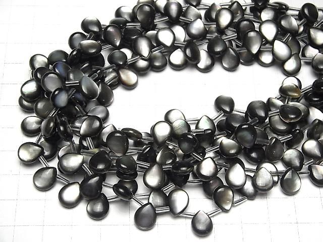 Hochwertige schwarze Muschel (Schwarze Lippen-Auster) AAA Birnenform (glatt) 10 x 8 x 4 mm 1/4 oder 1 Strang Perlen (ca. 38 cm)
