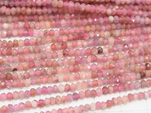 Hochwertig! Rosa Turmalin AA+ facettierte Knopf-Rondelle 3 x 3 x 2 mm halbe oder 1 Strang Perlen (ca. 38 cm)