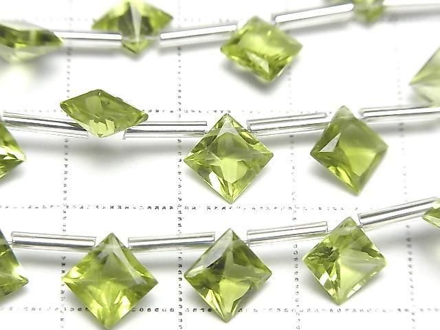 Hochwertiger Peridot AAA-Diamant Prinzess-Schliff 8x8mm Halb oder 1 Strang (8 Stück)
