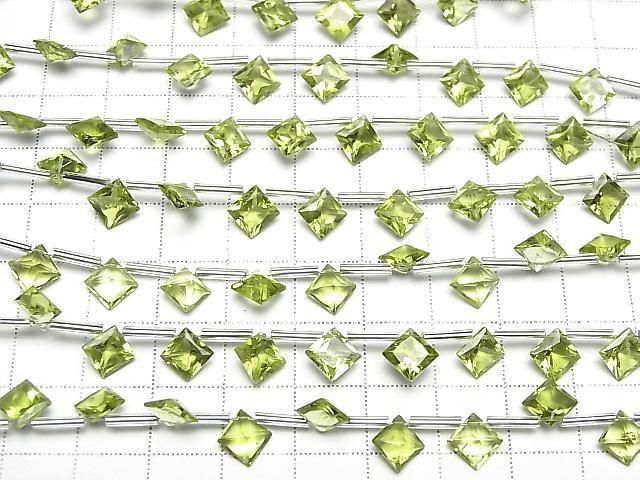 Hochwertiger Peridot AAA-Diamant Prinzess-Schliff 8x8mm Halb oder 1 Strang (8 Stück)