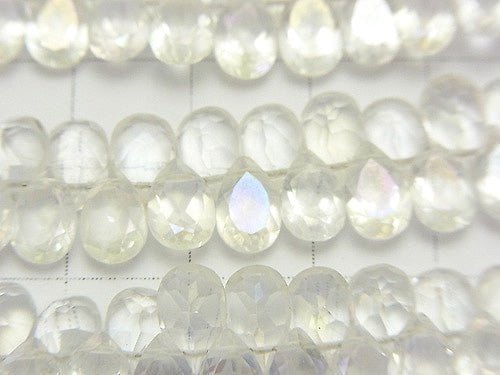 Aqua Crystal AAA Pear shape Faceted 8x5x3mm 1/4 or 1strand beads (aprx.7inch/18cm)