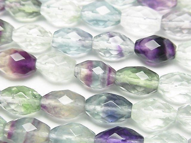 Multicolor Fluorit AAA- Facettiert Reis 10x7x7mm halb oder 1Strang Perlen (ca. 15 Zoll / 38 cm)