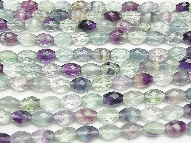 Multicolor Fluorit AAA- Facettiert Reis 10x7x7mm halb oder 1Strang Perlen (ca. 15 Zoll / 38 cm)