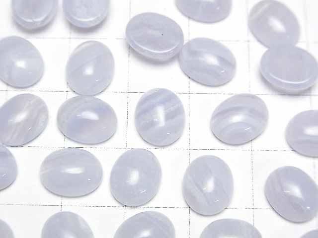 Blauer Spitzenachat AAA Oval Cabochon 10x8mm 2 Stück