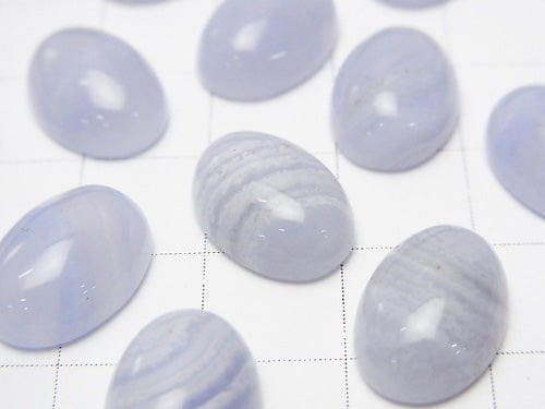 Blue Lace Agate AAA Oval Cabochon 14x10mm 2pcs