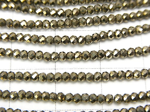 High Quality! Pyrite AAA Faceted Button Rondelle 2x2x1mm 1strand beads (aprx.15inch/37cm)