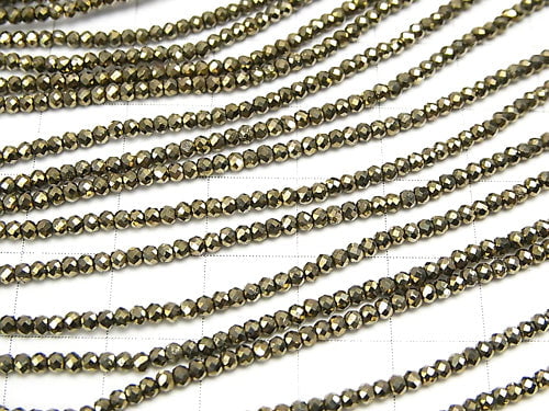High Quality! Pyrite AAA Faceted Button Rondelle 2x2x1mm 1strand beads (aprx.15inch/37cm)