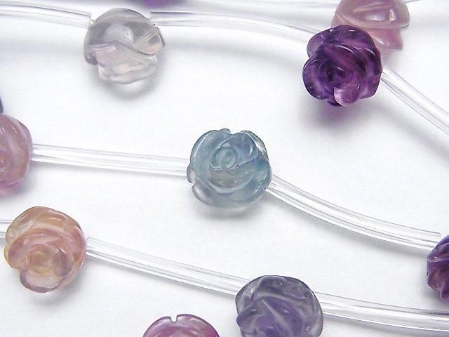 Multicolor Fluorit AA++ Rose 10mm halbe oder 1Strang Perlen (ca. 12 Zoll / 30 cm)