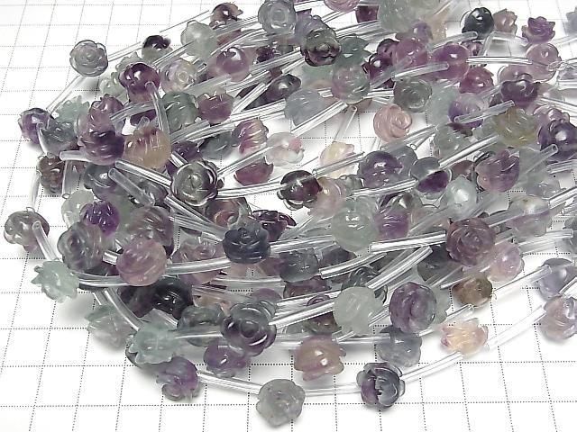 Multicolor Fluorit AA++ Rose 12mm halbe oder 1Strang Perlen (ca. 12 Zoll / 30 cm)