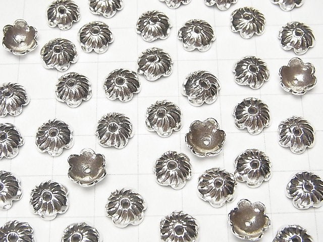 Karen Silver Bead Caps 9x9x3mm 2pcs