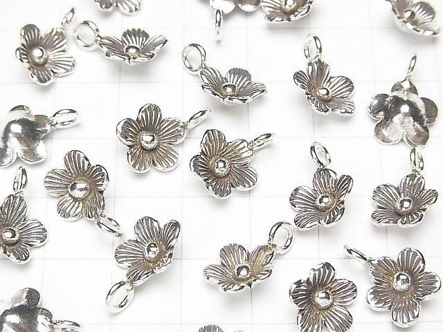 Karen Silver Flower Charm 15x11x4mm 1pc
