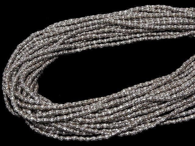 Karen Silver Decorative Rondelle 4x3x3mm 1/4 or 1-strand beads (approx. 15 inches/38 cm)