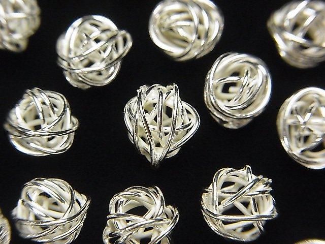Karen Silver Motif Beads, Round, 6mm & 8mm, White Silver, 2pcs