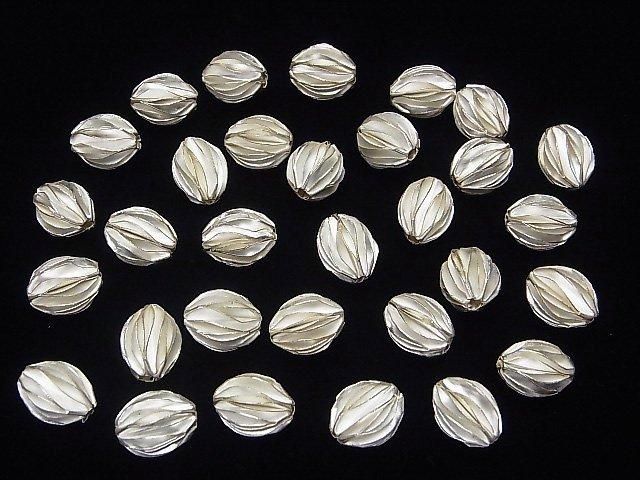 Karen Silver Seed Motif Bead 12x9mm White Silver 1pc