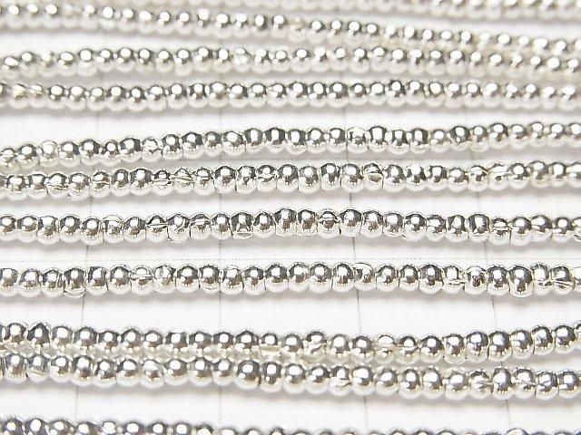 Karen Silver Rondelle 2x2x1.5mm White Silver 1/4 or 1-strand beads (approx. 26 inches/66 cm)