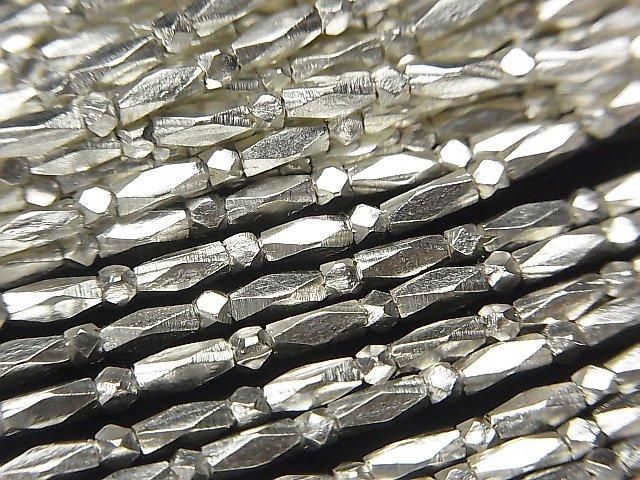Karen Silver Faceted Tube 5x2x2mm 1/8" or 1-strand beads (approx. 26 inches/65 cm)