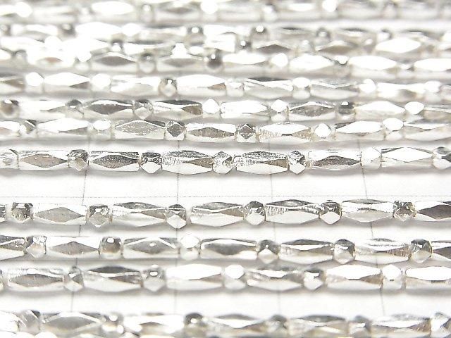 Karen Silver Faceted Tube 5x2x2mm 1/8" or 1-strand beads (approx. 26 inches/65 cm)