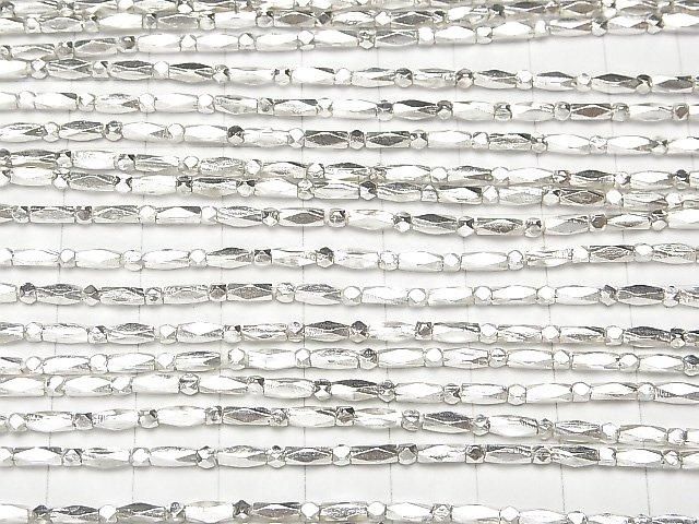Karen Silver Faceted Tube 5x2x2mm 1/8" or 1-strand beads (approx. 26 inches/65 cm)
