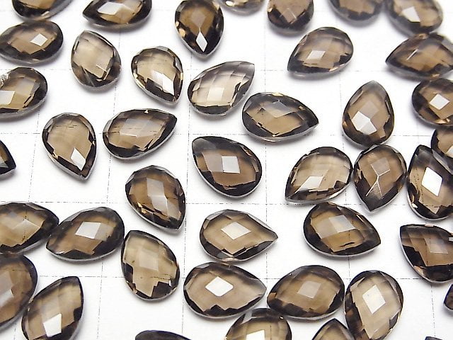 Hochwertiger Rauchquarz AAA Lose Stein Birnenform Kissen Schliff 10x7mm 5Stk
