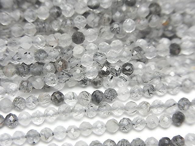 黑髮晶AA++刻面圓珠2毫米一串(約15英吋/37厘米)高品質!