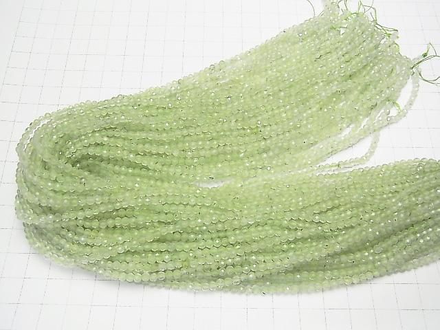 葡萄石 AAA-刻面圓珠 3mm 1串珠子(約14英吋/35公分)高品質!