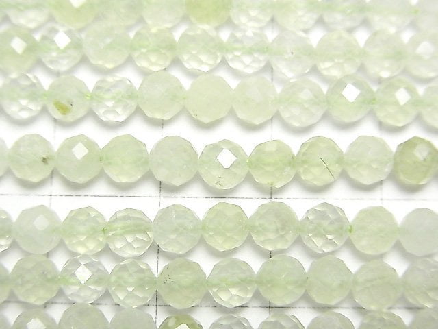 Hochwertig! Prehnit AA++ facettierte runde 4mm 1strang Perlen (ca. 15 Zoll/37 cm)